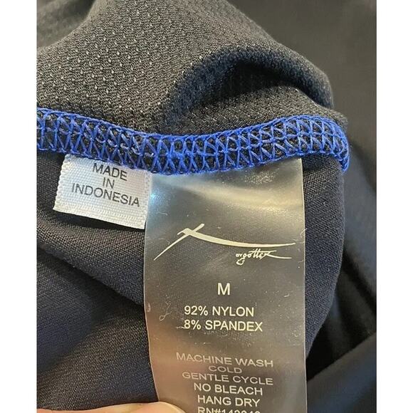 Gottex Tank Top Women’s Medium Black Blue Trim Draped Back Activewear Gym Run - Picture 5 of 9